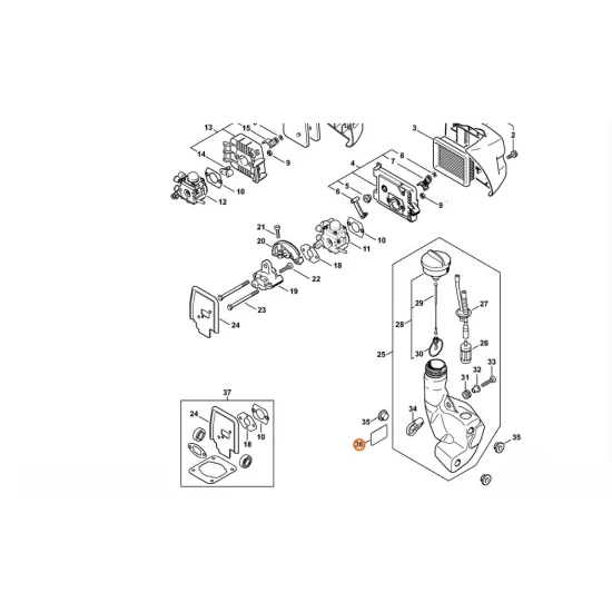 STIHL  Tabliczka informacyjna zamknięcie zbiornika paliwa 0000 967 7239